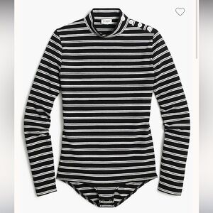 J. Crew Striped Mockneck bodysuit with button shoulders
